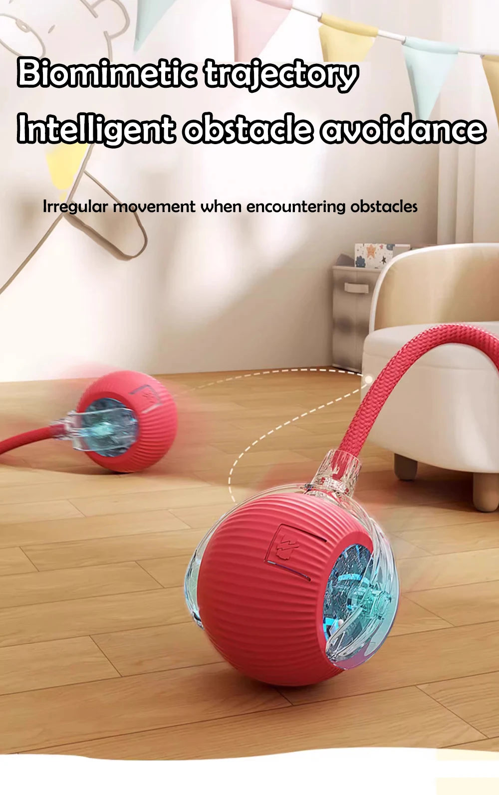 New Rechargeable Smart Interactive Ball for Pet, Motorized Toy, Dog and Cat Training, Simulation Mouse, 3 Modes, Wake Up Ball