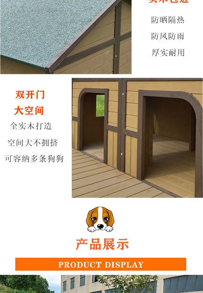 Solid wood dog house outdoor rainproof outdoor courtyard pet general   house large dog wooden dog cage wholesale