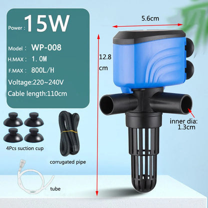 15W 25W Fish Tank Water Pump Aquarium 220V-240V Submersible Pump For Water Cycle and Pumping of the Fish Tank 3In1