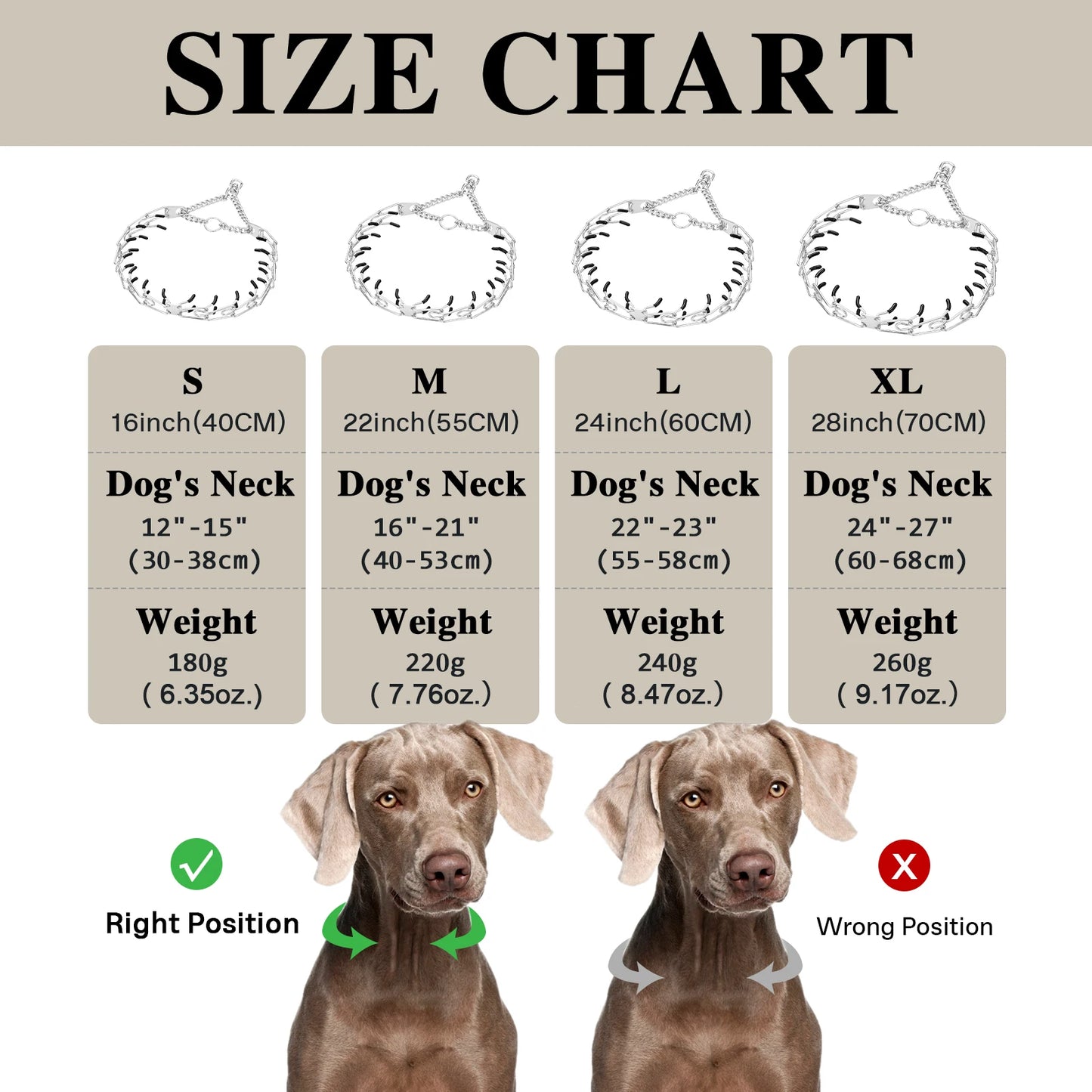 Adjustable Pinch Collar for Dogs,Gold Dog Training Collar Prong Collar with Quick Release Buckle for Small Medium Large Dogs