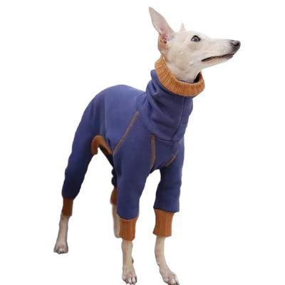 Whippet Greyhound Clothes Dog Winter Warm Pajamas Onesie Turtleneck Jumpsuit Four-Leg Rompers Long Sleeve for Medium Large Dogs