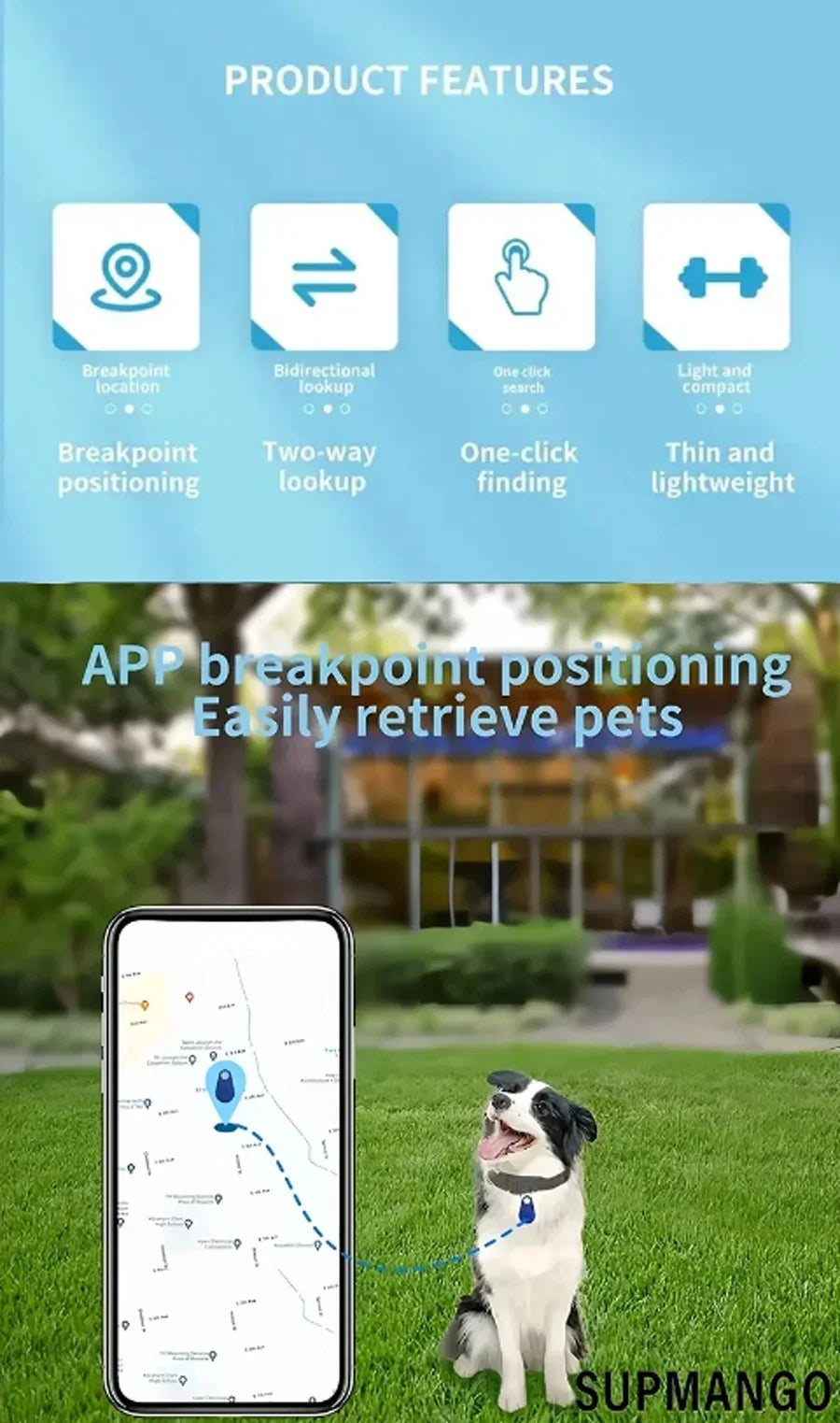 Mini GPS Tracker Bluetooth Outdoor Anti-lost Device Pet Wallet Tracking Two-Way Positioning LOS/Android Smart Locator Accessorie