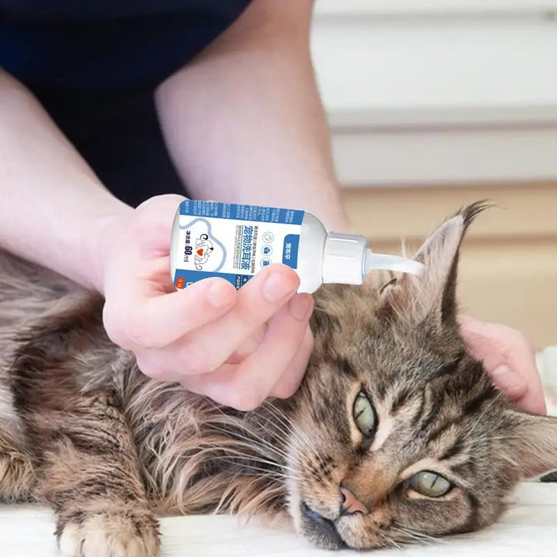 Ear Drops for Cat and Dog 60ml Gentle & Natural Ear Drops Ear Cleaning Liquid Regular Use Helps Avoid Discomfort Dog Ear Cleaner