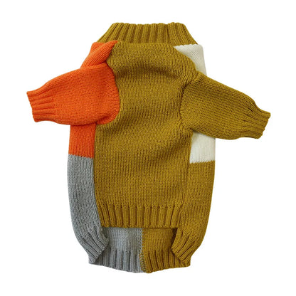 Plaid Patchwork Dog Sweater for Small Medium Dogs, 2024 New Winter Dog Clothes Knitted Pullover Jumper Warm Dog Sweatshirt