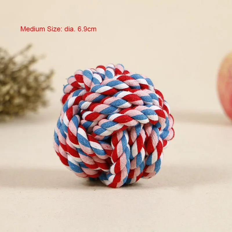 Pet Toy Chew Teething Cotton Rope Knot Ball Toys For Dog Tooth Clean Ball Bite-Resistant  Dog Chew Puppy Training InteractiveToy