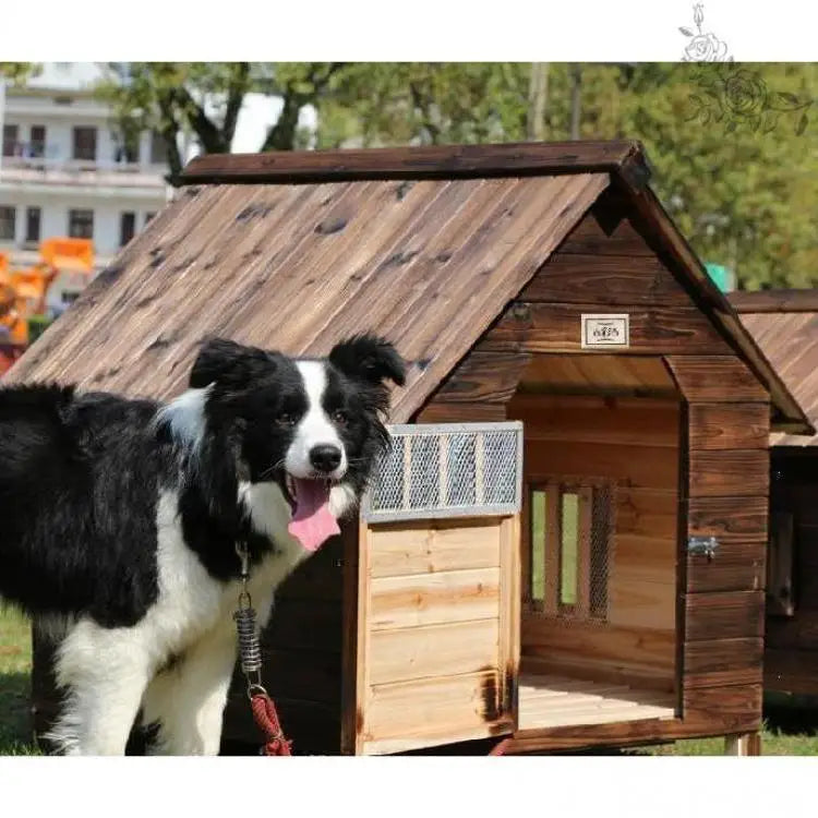 Outdoor Kennel Warm Small Stable Puppy Dog Pet Nest Bed Corgi Waterproof Cover Wooden House Solid Wood Golden Retriever