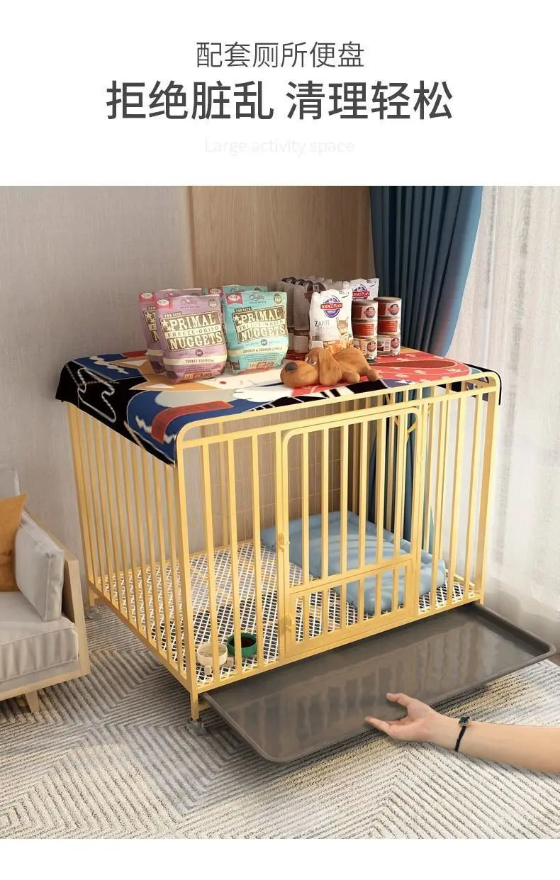Dog cage Medium and large dog household Dog cage with toilet Square pipe Bold reinforcement Villa indoor Golden Retriever Labrad