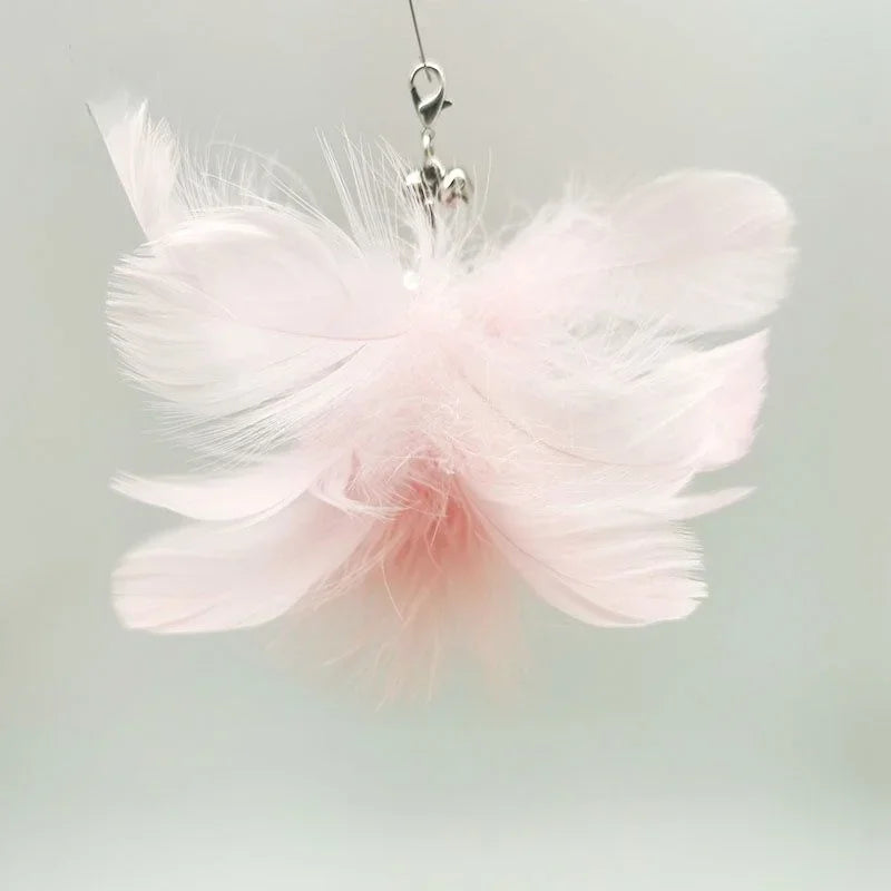 Funny Cat Stick Toy Furry Feather with Bell Cat Stick Toy Kitten Playing Pet Accessories Worm on A String Cat Toys Interactive