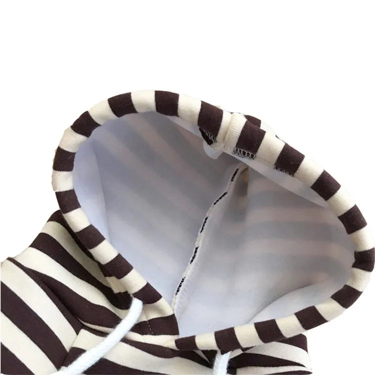 autumn winter fleece pet clothes dog hooded pet parent-child clothing stripe French Teddy small dog cat clothing