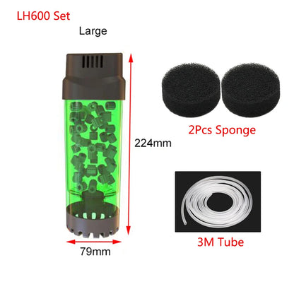 Aquarium Fish Tank Fluidized Moving Bed Filter Bubble Bio Media Filter Fish Tank Sponge With Sucker Air Stone And Sponge Filter