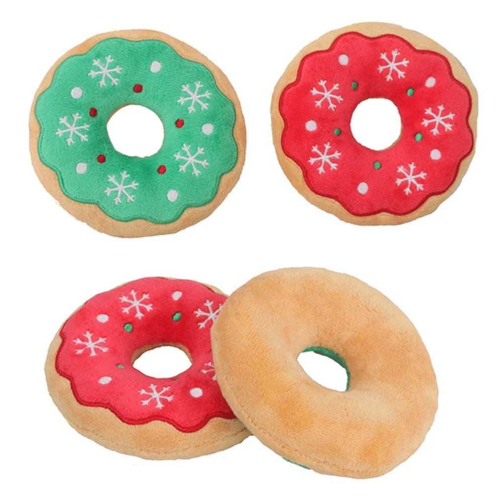 Dog Christmas Toy Plus Toy Cute Santa Elk Gingerbread Man Donut Chew Toy Dog Toy