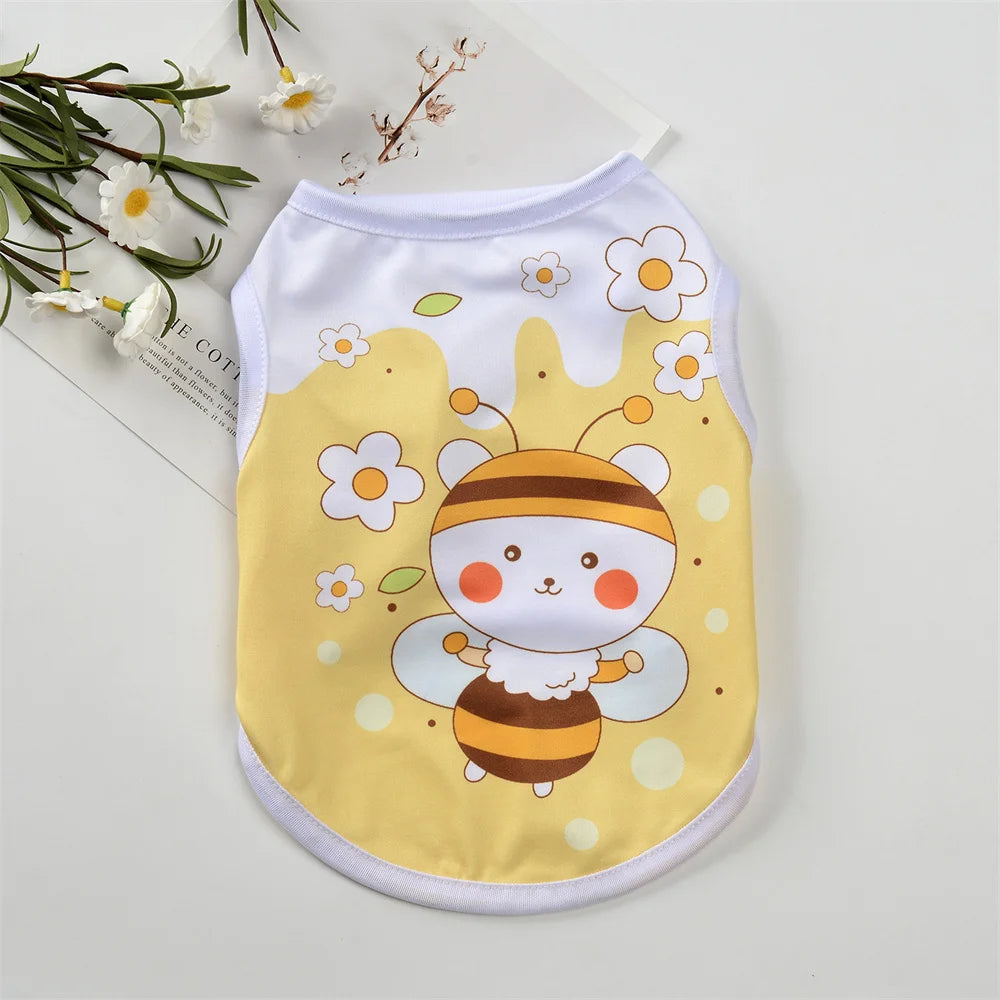 Cute Print Puppy Dog Vest Shirt Spring Summer Pet Clothes for Small Dogs Pomeranian Poodle Cat Shirts mascotas Clothing Apparel