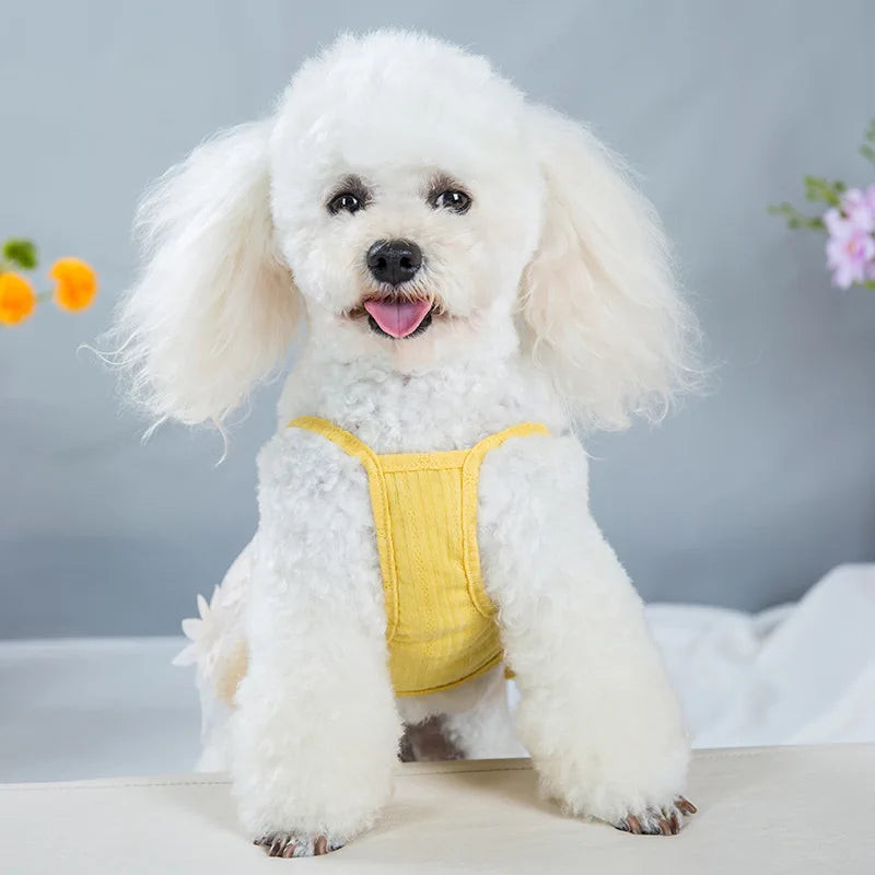 Floral Lace Dog Cat Dress Vest Flowers Design Pet Puppy Shirt Skirt Princess Halter Dress Mesh Gauze Bouffant Dress Pet Clothes