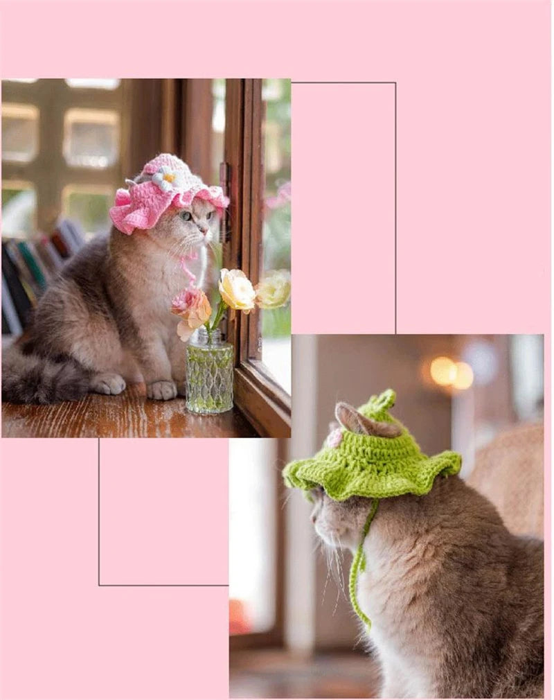 Luxury Design Pet Hat for Small Dogs Knitting Animal Shaped Cosplay Puppy Head Wear Caps New Year Warm Lace Up Cat Accessories