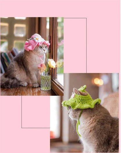Luxury Design Pet Hat for Small Dogs Knitting Animal Shaped Cosplay Puppy Head Wear Caps New Year Warm Lace Up Cat Accessories