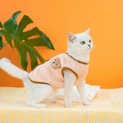 Leisure Pet Cat Clothes Winter Warm Sweatshirt Soft Cozy Cat Costume Kitten Cardigan Puppy Vest Small Dog Jacket Ropa Para Gatos