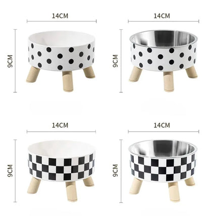 Stainless Steel Dog Bowl, Anti-knock Pet Bowl, Plastic Cat Bowl, High-footed Neck Dog Rice Bowl, Large-capacity Cat Food Bowl