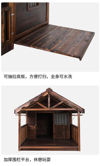 Outdoor Dog House Solid Wood Waterproof Large Dog Golden Retriever Kennel Rainproof Kennel Pet Villa Summer Outdoor Dog House
