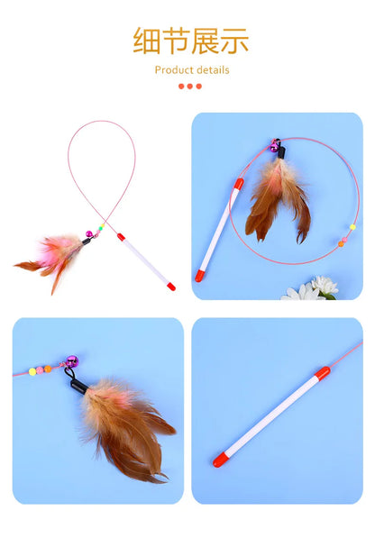 Wire Feather Cat Tickling Stick Pet Products for Cats Pet Cat Toys Interactive Cat Stick Toy Kitten Playing Pet Accessories