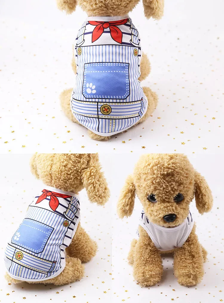 Wholesale Small Pet Dog Clothes Vest Down Jacket Cartoon Cute Chihuahua Tshirt Puppy Yorkshire Terrier Puppy Bulldog Ropa Perro