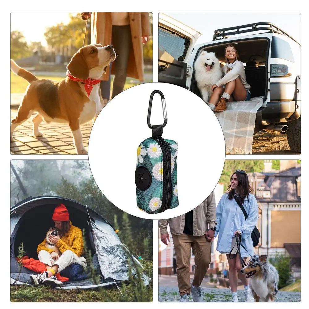 Poop Bag Holders Canvas Dog Poop Bag Holder With Graphic Print Portable Doggie Bag Holder Animal Waste Collection Pouch