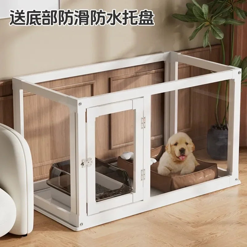 Household Small and Medium Dogs Teddy Pet Dog Fence Visual Cat Cage Dog Fence Indoor Panoramic Transparent Dog Cage