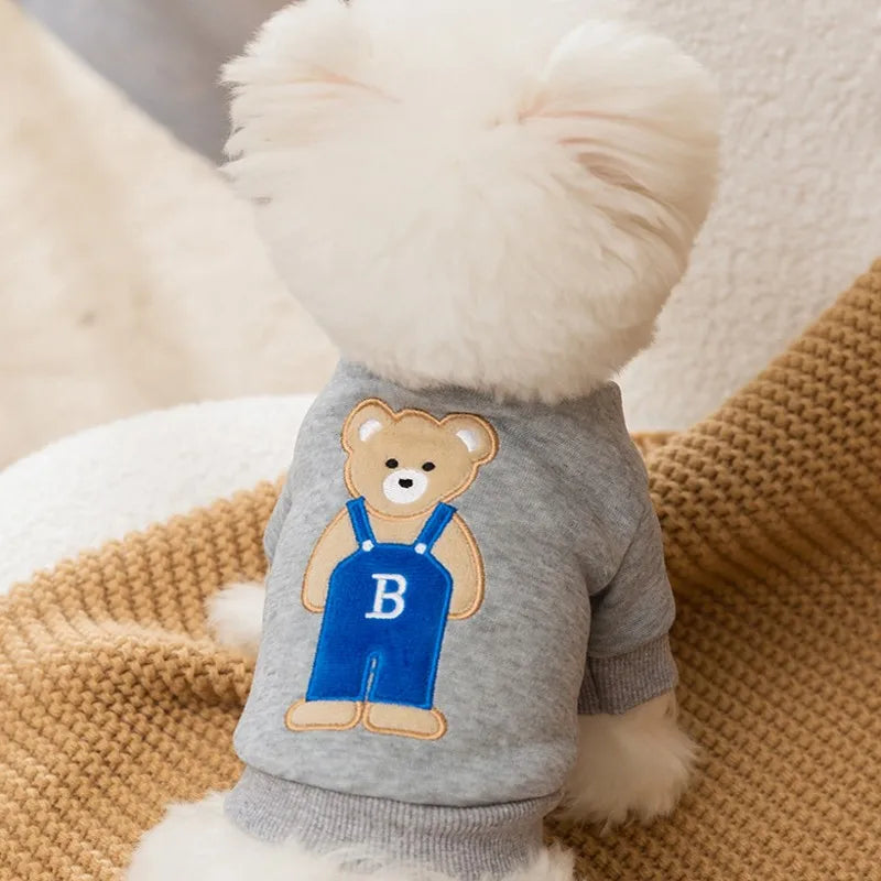 Cute Dog Clothes Bear Letter Print Pet Dog Hoodies Puppy Warm Coat Autumn Winter Dog Sweatshirt Chihuahua Apparel Cat Dlothing