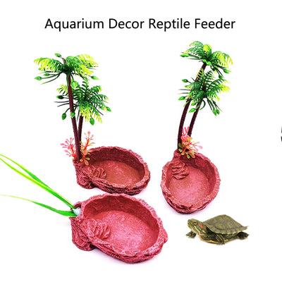 Pet Reptile Feeder Bowl Resin Aquarium Basin Food Water Pot Reptile Turtle Tortoise Scorpion Lizard Crabs Supplies Dropshipping