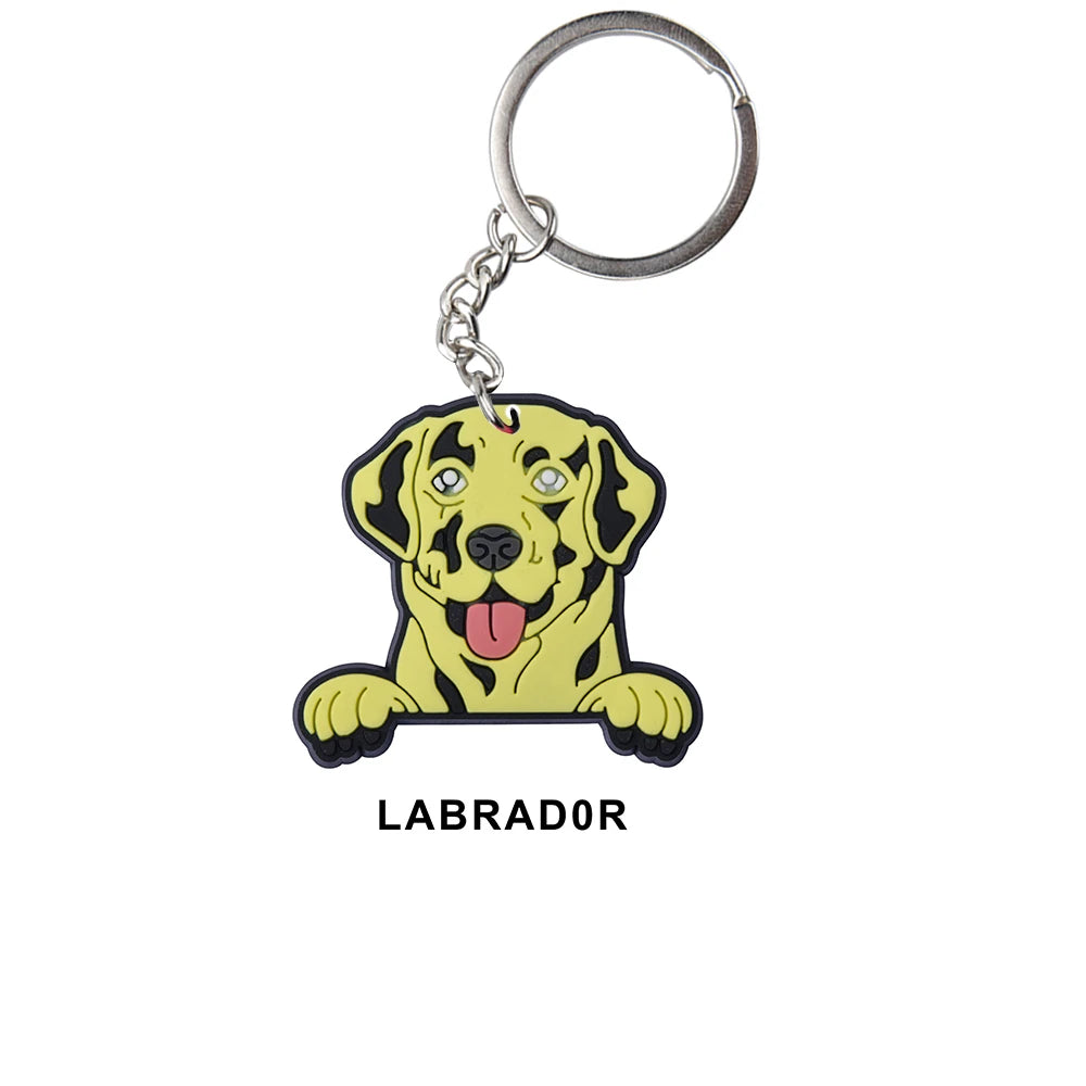 Cartoon Cool Dogs Keychains Bulldog English Springerspaniel Keyrings Maltese Greyhound Key Chains Husky Keeshond Key Rings Gifts