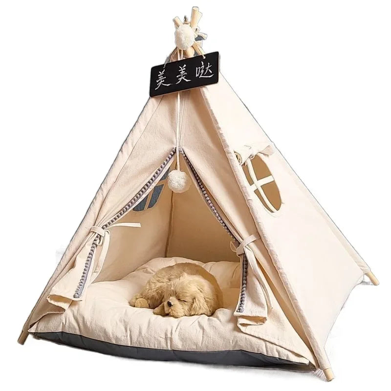 NK0 Internet celebrity ins pet tent teddy kennel corgi dog bed cat litter four seasons medium and small dog semi-closed removabl