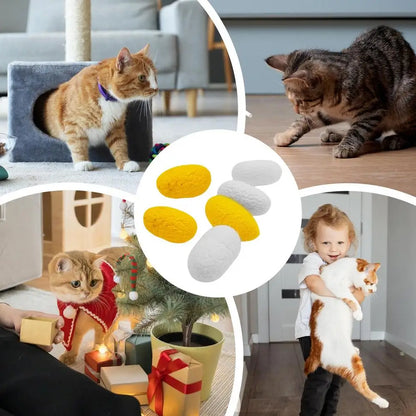 6pcs Pet Toys Balls Natural Silk Cocoon Toys For Cats Pet Cat Interactive Chasing Worm Cocoon Ball Toys Interactive Kitten Toys