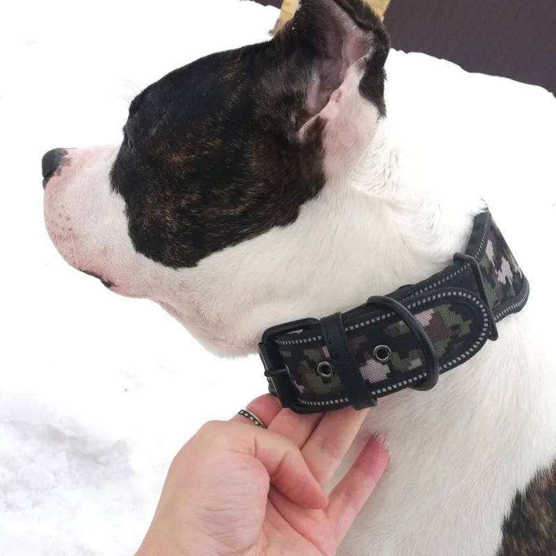 Reflective Puppy Big Dog Collar with Buckle Soft Padded Wide Adjustable Pet Collar for Medium Large Dogs Pitbull Leash Dog Chain