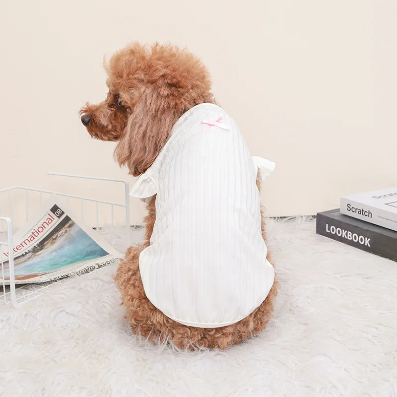 Cute Bow Dog Vest 2024 Dog Clothes Puppy Pullover Summer Pet Clothes Breathable Two-Legged Clothes Solid Color Cat Pet Products