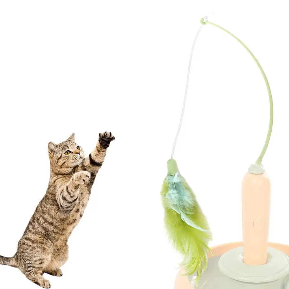 Electric Cat Toy Funny Cat Toys Cat Feather Teaser Multifunctional Indoor Cat Interactive Toy Reusable Electric Kitten Playing