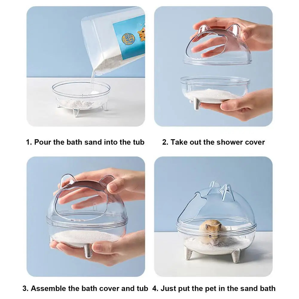 Hamster Sand Bath Container Fully Transparent Hamster Chinchilla Sand Bathroom Plastic Toilet Bathtub For Syrian Hamster