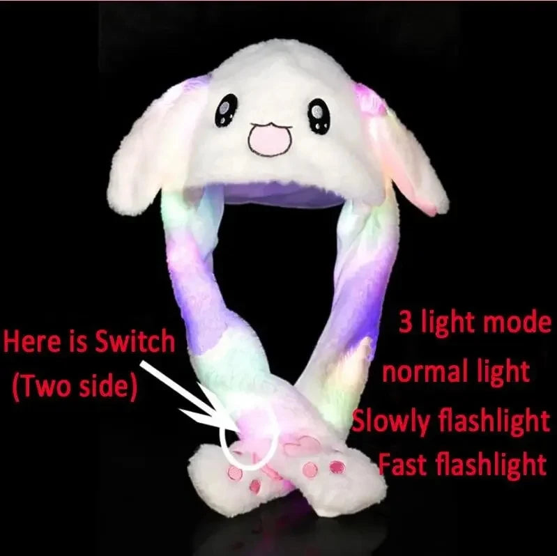Pokemon Cartoon Glowing Hat Cute Pikachu Children Plush Bunny Hat Cute Pet Bunny Ears Will Move Headband Girl New Year Gift New