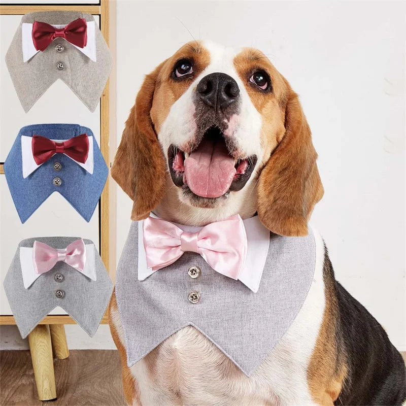 High Quality Puppy Big Dog Bibs Triangle Scarf Handsome Pet Wedding Suit Neck Accessories for Small Medium Dogs mascotas Costume