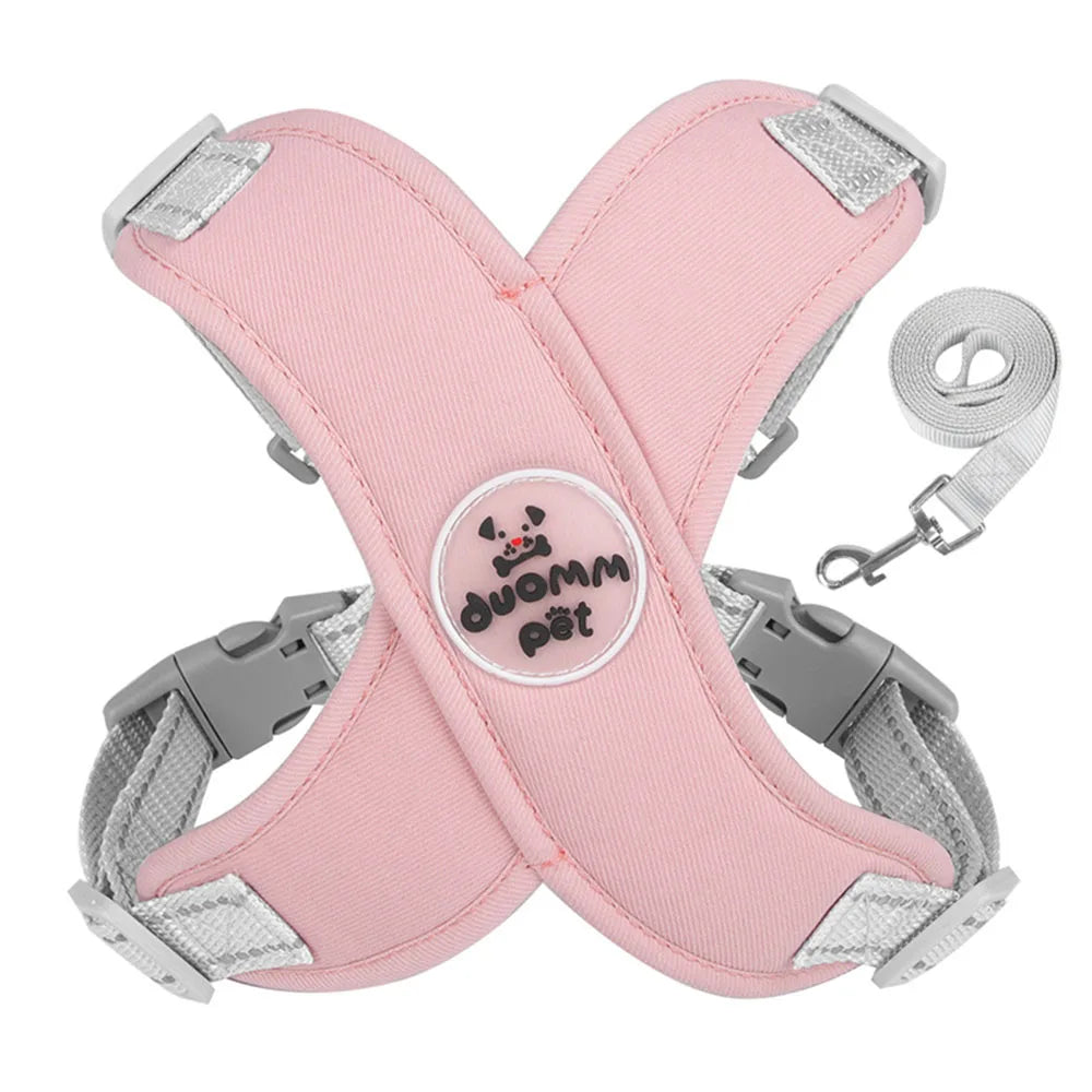 X Dog Harness and Leash Set Breathable Pet Chest Strap Reflective French Bulldog Vest Harness for Small Medium Dogs Puppy Collar