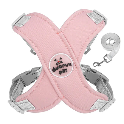 X Dog Harness and Leash Set Breathable Pet Chest Strap Reflective French Bulldog Vest Harness for Small Medium Dogs Puppy Collar