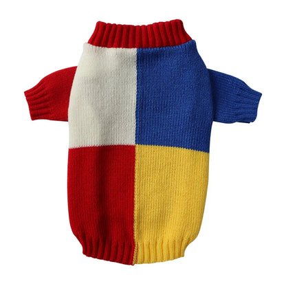 Plaid Patchwork Dog Sweater for Small Medium Dogs, 2024 New Winter Dog Clothes Knitted Pullover Jumper Warm Dog Sweatshirt