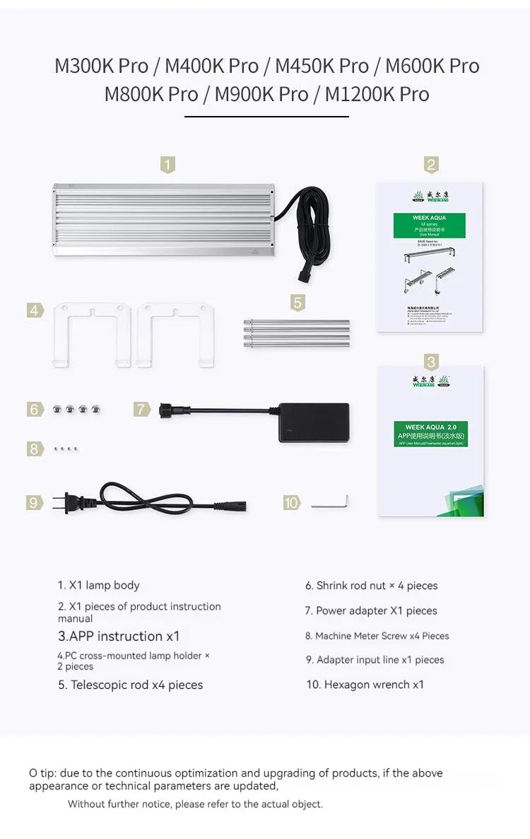 Aquarium Lighting APP Control WEEK AQUA M Series LED Full Spectrum Plant Grow Light with Cycle Timer Telescopic Fish Tank Light