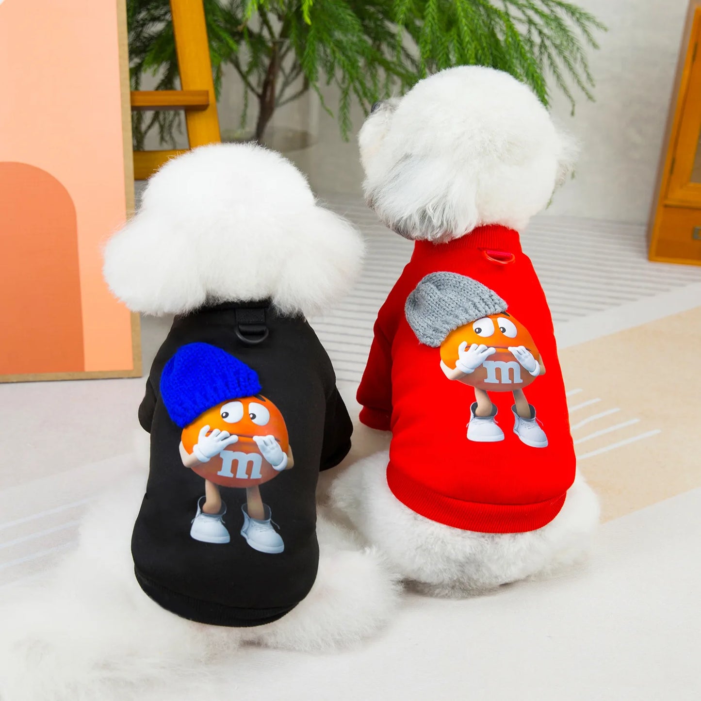Funny Dog Hoodies for Small Dogs,Warm Fleece Hoodie Sweater Cartoon Puppy Pullover Coat Autumn Winter Clothes Yorkie Pet Apparel