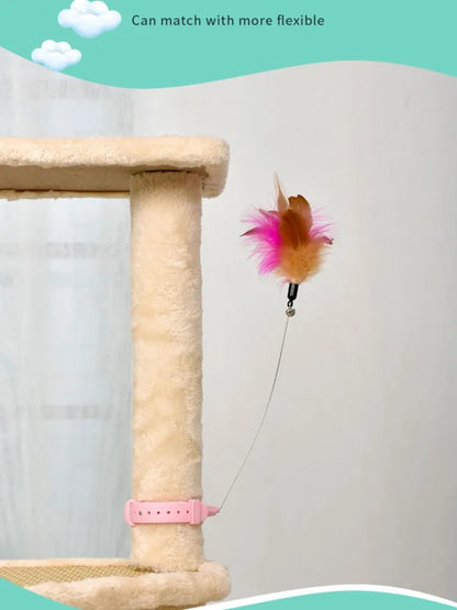 Interactive Cat Toys Funny Feather Teaser Stick with Bell Pets Collar Kitten Playing Teaser Wand Training Toys for Cats Supplies