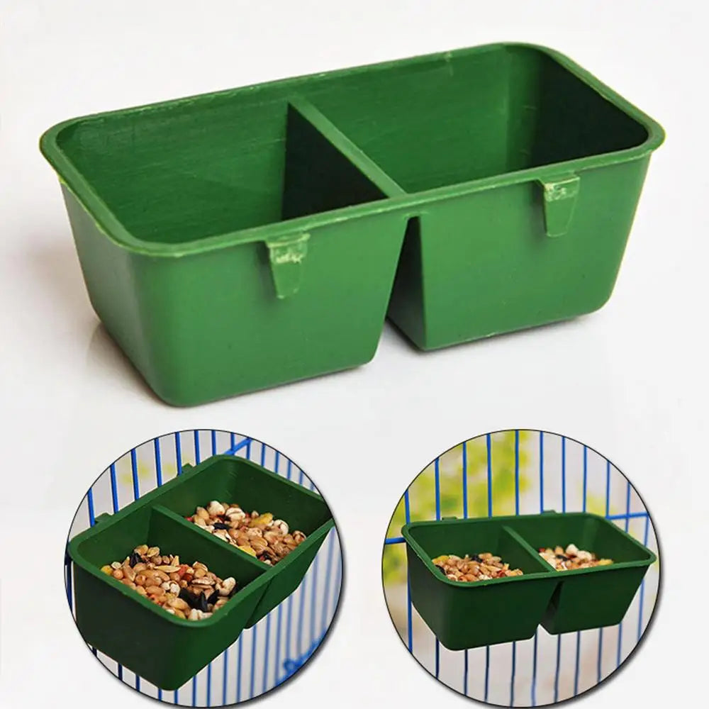 Bird Feeder For Cage 2 In 1 Parrot Cage Food And Water Bowl Double Groove Bird Food Bowl For Cage For Hold Food Water Universal