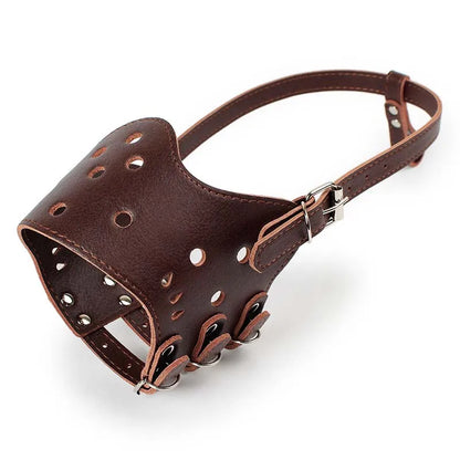 Dog Muzzle Leather Comfort Secure Anti-Barking Muzzles for Dogs Breathable and Adjustable Dog Muzzle Allows Drinking and Eating