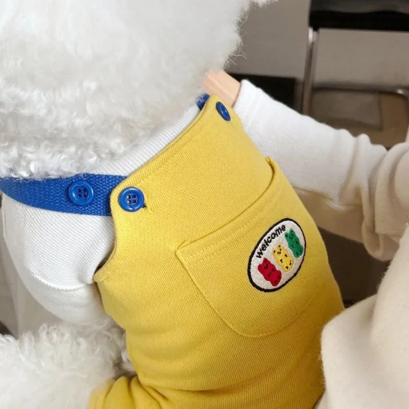Dog Jumpsuit Summer Puppy Clothes 2024 Cute Pet Rompers Color Block Casual Dog Pants Bichon Pug Chihuahua Suspenders Dog Coat