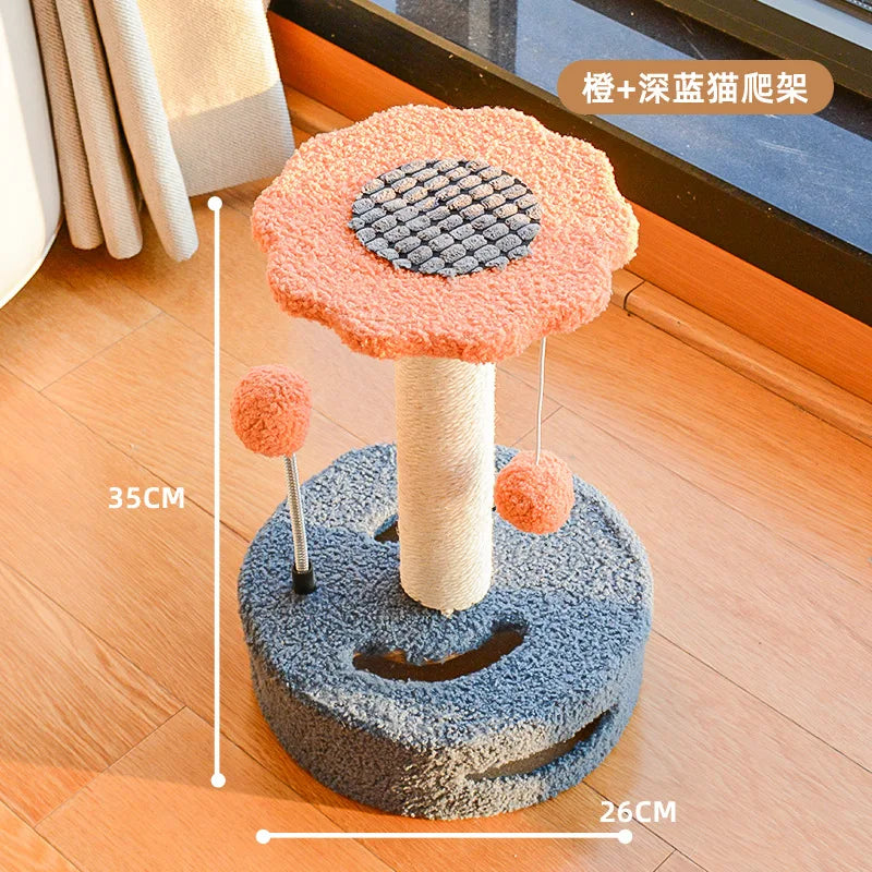 Large Cute Cat Climbing Frame Sustainable Cat Scratching Bed House Made Wood Sisal Paper Plastic Velvet Comes Carton Package