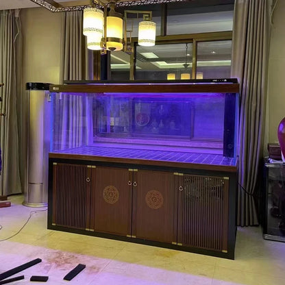 Glass Fish Tank Aquarium Arowana Large Fish Tank Golden Five-line Ultra-white Crystal Aquariums & Accessories 150*60*155cm