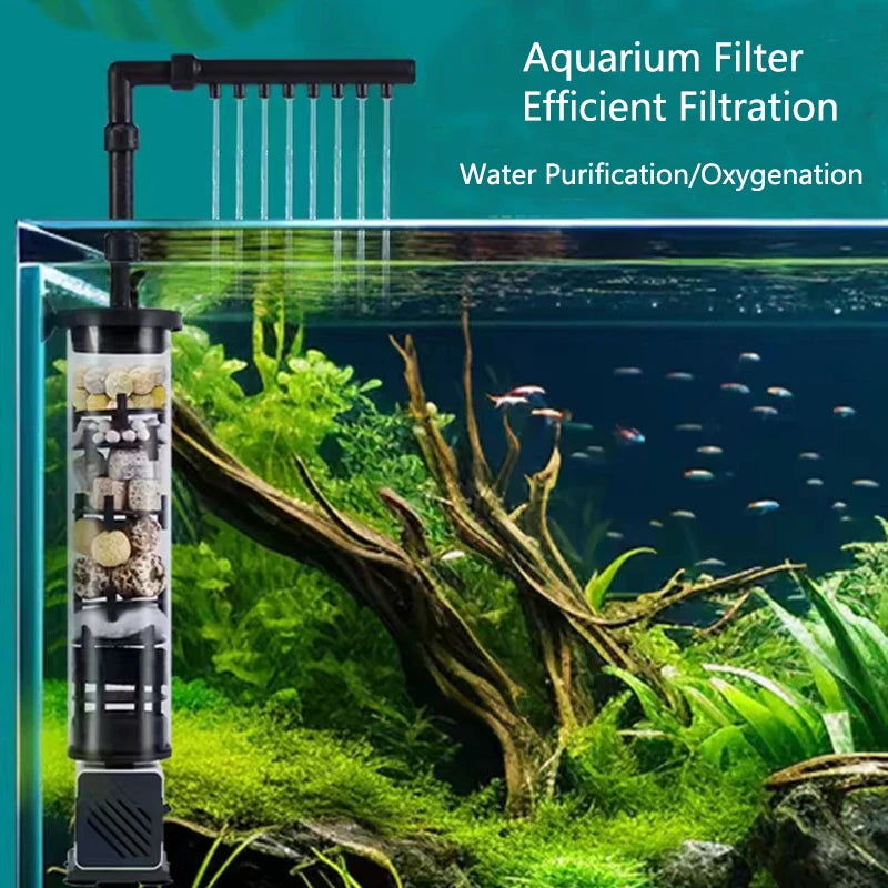 Aquarium Filter 4 in 1 fish tank filters for Fecal Suction  Water Purification High-efficiency Filtration With Filter Balls