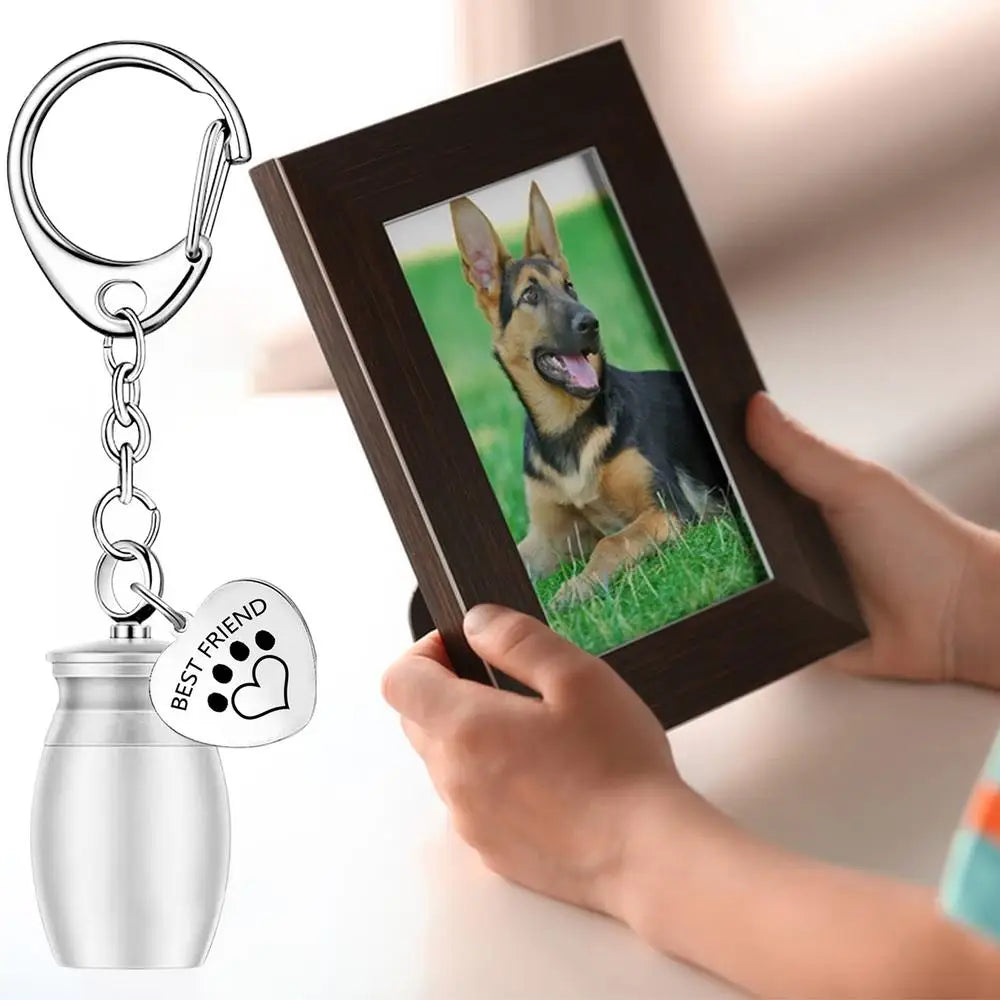 Pets Urn Keychain Paw Print Keyring Cremation Ashes Pendant Cat Cremation Jewelry Pendant Dog Paw Print Keepsake for Cats Dogs